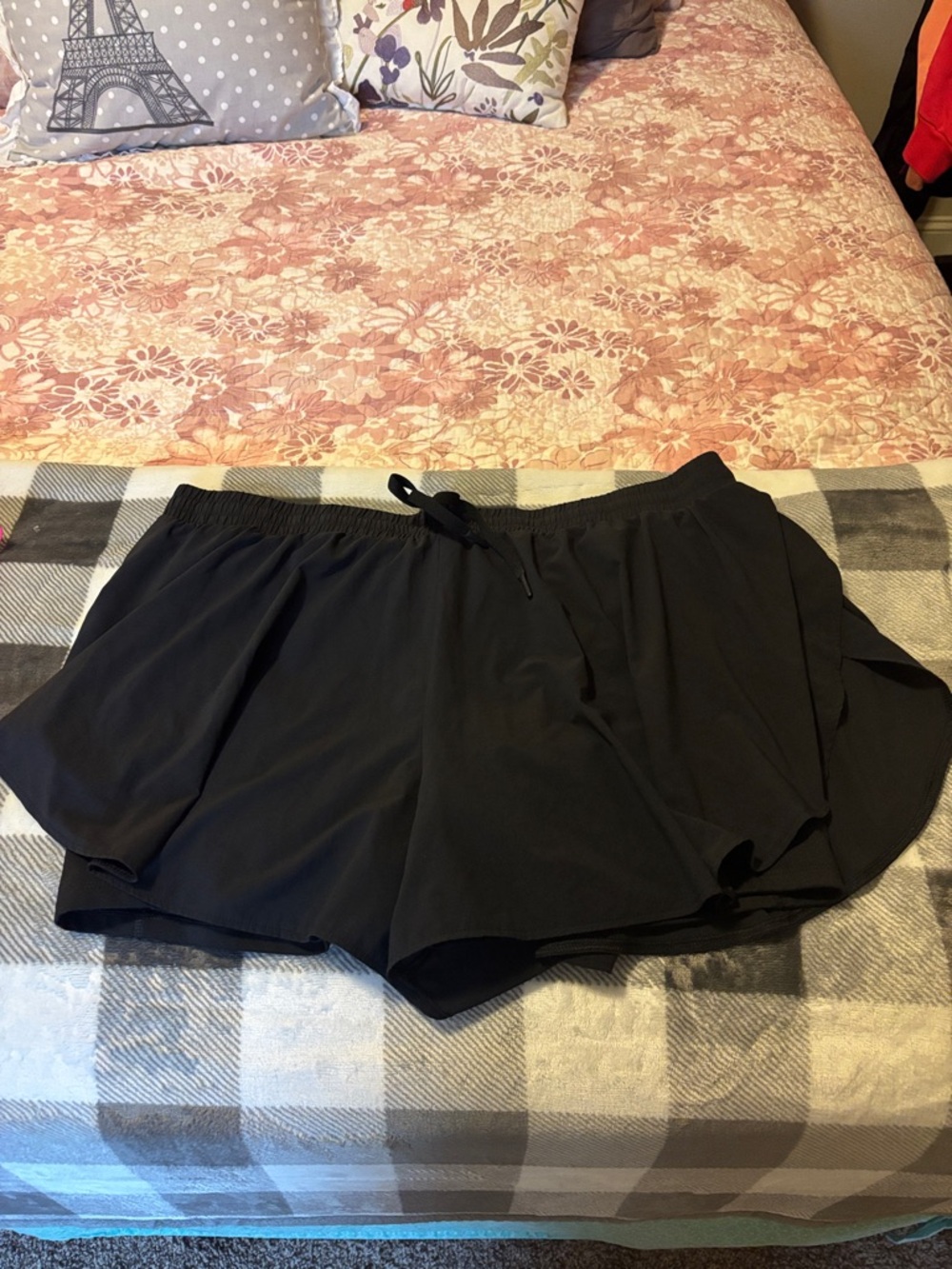 all in motion Black Athletic Skort-Style Drawstring Shorts